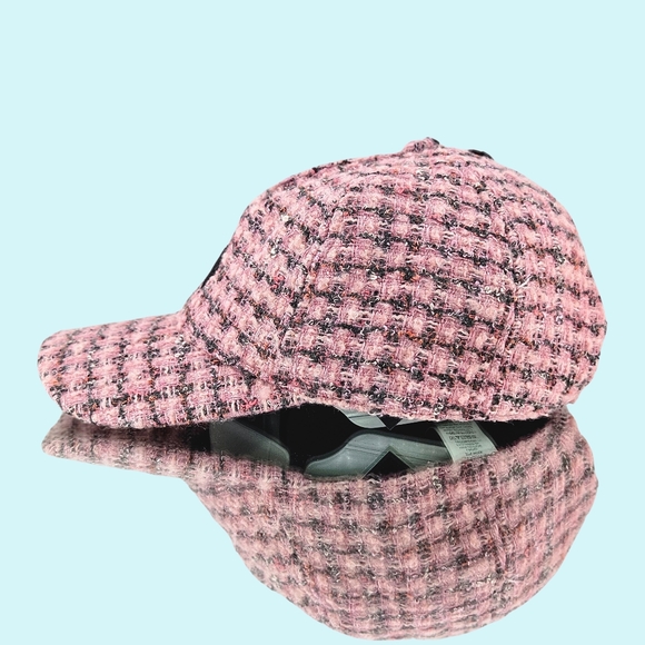 Kate Spade Hat Baseball Cap Pink Multi Wool Blend Tweed Barbiecore Balletcore - Picture 3 of 5